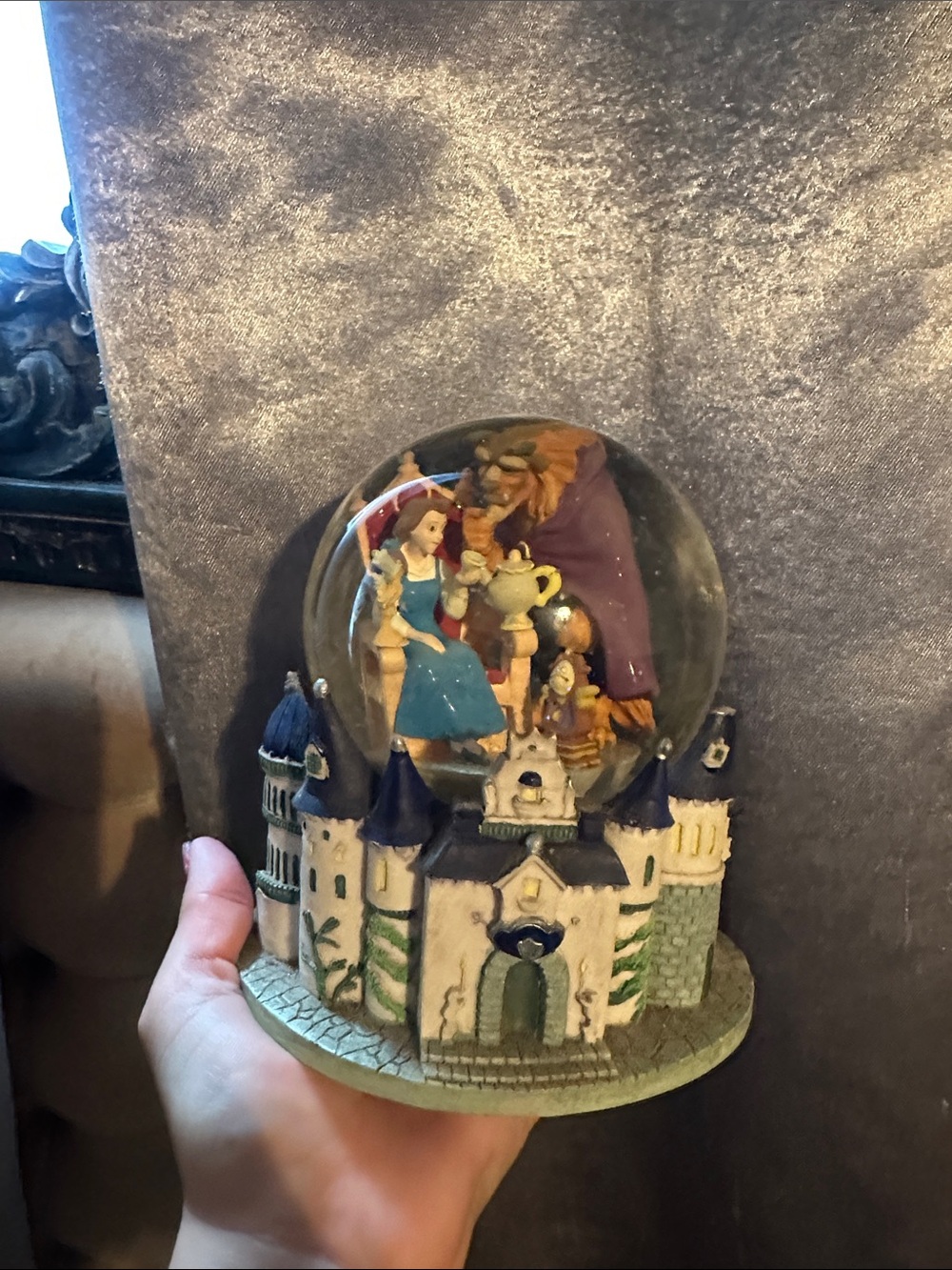 Disney Beauty and the Beast Blue and Purple Castle Snow Globe - Picture 3 of 6